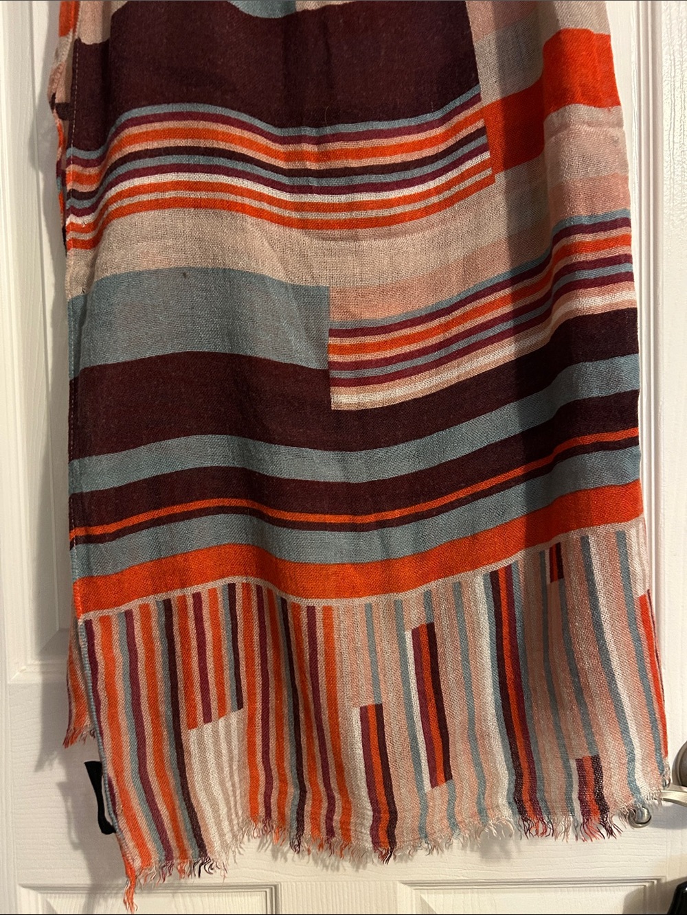 Steve Madden Multicolor Lightweight Boho Wrap Shawl - Vibrant Orange Red Blue